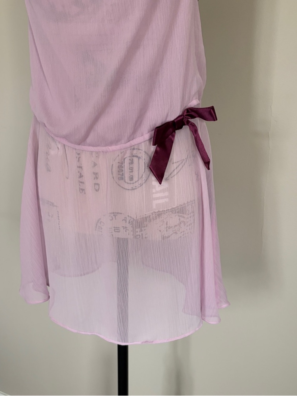 Y2K semi sheer purple cowl neck going out top with satin straps - Picture 3 of 9